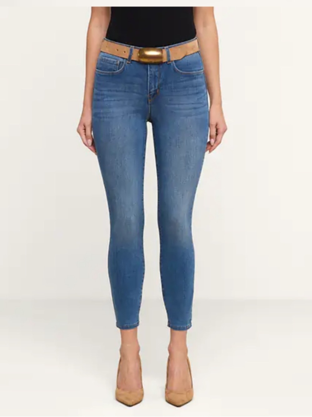 L’AGENCE Margot Cropped Skinny Jeans Size 25 Blue Stretch Denim
